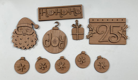 Ho Ho Ho Santa Christmas Themed Tiered Tray Set Laser Cut Blank for DIY Project