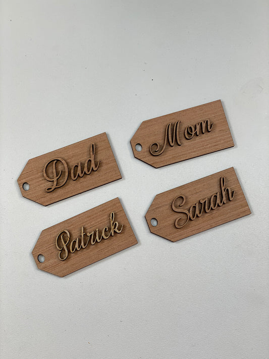 Personalized Stocking Tags / Gift Tags / Christmas Ornaments  Laser Cut / Engraved Wooden Blank Ornament