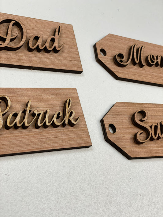 Personalized Stocking Tags / Gift Tags / Christmas Ornaments Laser Cut / Engraved Wooden Blank Ornament