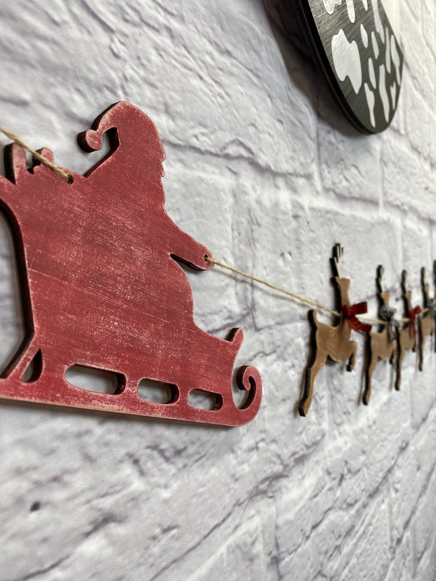 Santa Sleigh and Reindeer Garland / Banner Laser Cut Blank for DIY Project