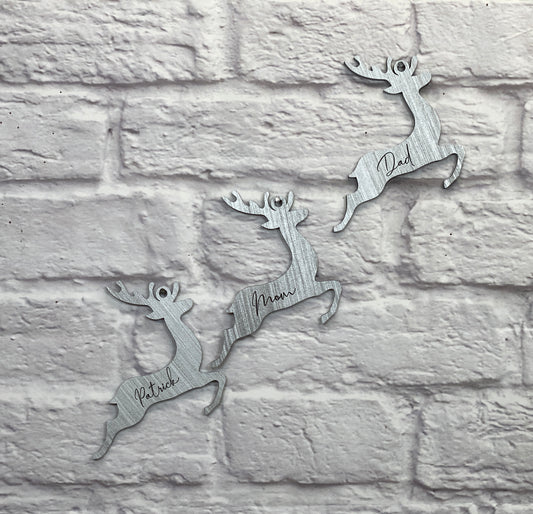 Personalized Reindeer Stocking Tags / Gift Tags / Christmas Ornaments Laser Cut / Engraved Wooden Blank Ornament