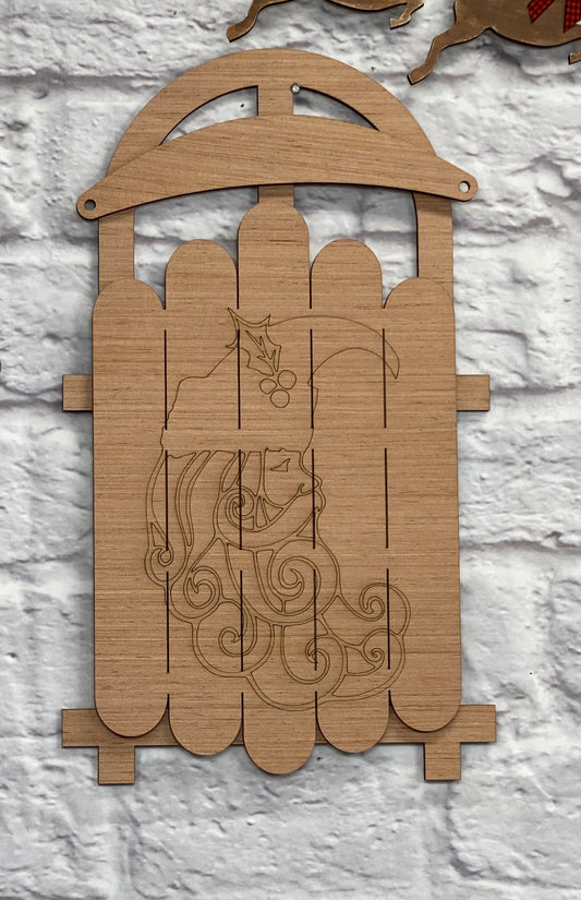 Winter Sled Door Hanger Laser Cut Out Blank