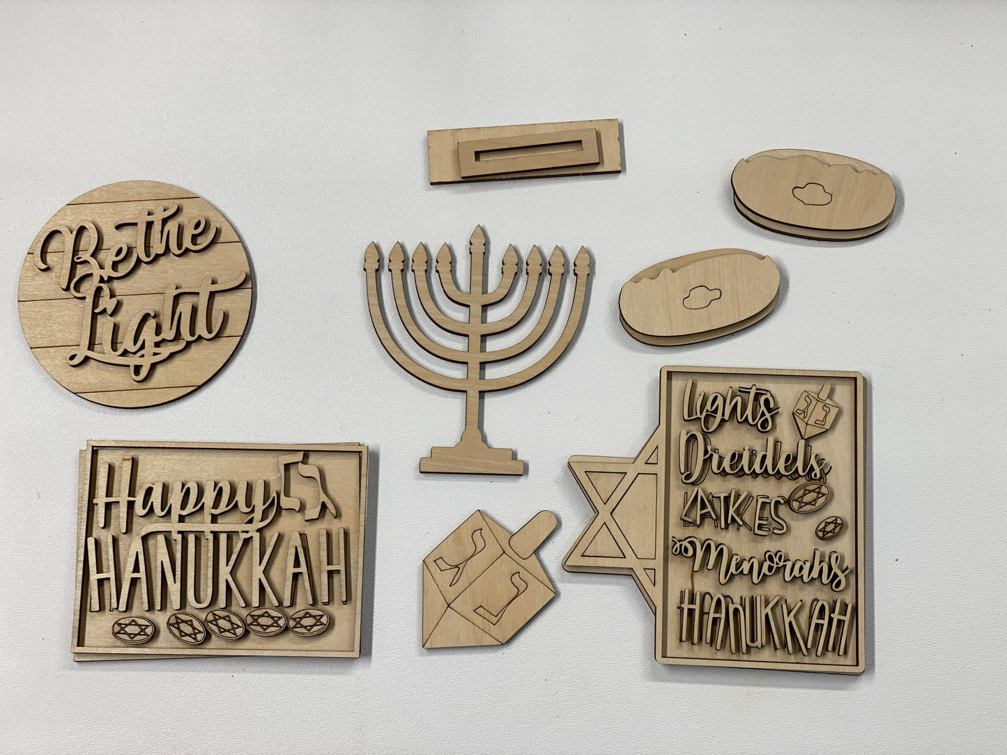 Hanukkah Themed Tiered Tray Set Laser Cut Blank for DIY Project