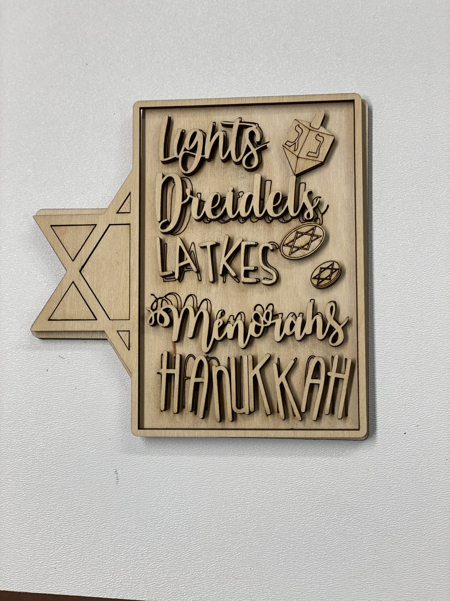 Hanukkah Themed Tiered Tray Set Laser Cut Blank for DIY Project