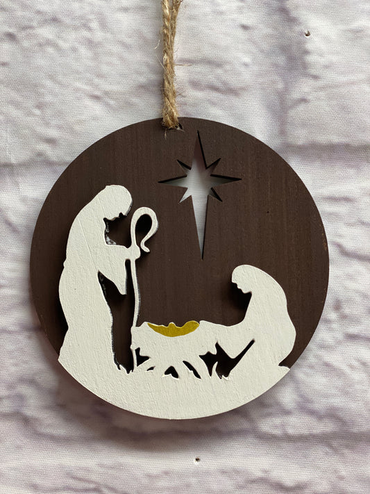 Nativity Christmas Ornaments  Laser Cut / Engraved Wooden Blank Ornament