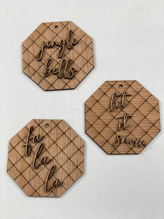 Modern Ornaments Laser Cut / Engraved Wooden Blank Ornament