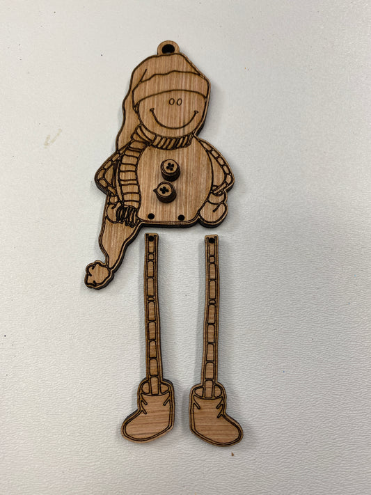 Dancing / Dangling Snowman or Santa  Ornament  Laser Cut / Engraved Wooden Blank Ornament