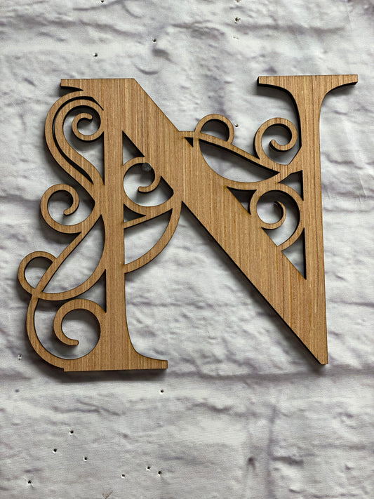 Monogram Initial Fancy Letter Only Door Hanger Laser Cut Blank for DIY Project