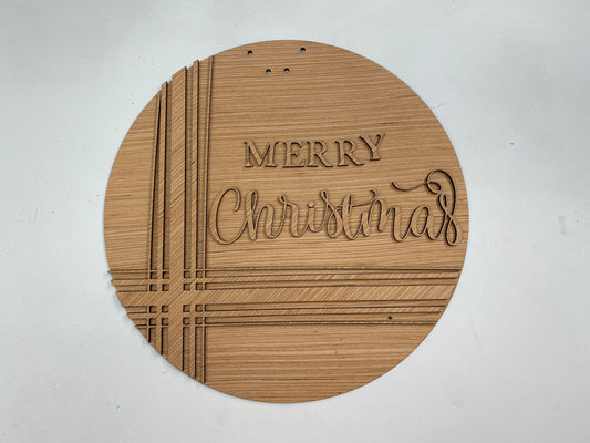 Merry Christmas Modern Door Hanger Laser Cut Blank for DIY Project