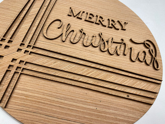 Merry Christmas Modern Door Hanger Laser Cut Blank for DIY Project
