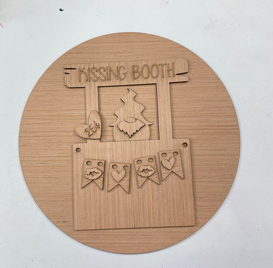 Kissing Booth Gnome 3D  Laser Cut Wood Blank Cutout Door Hanger