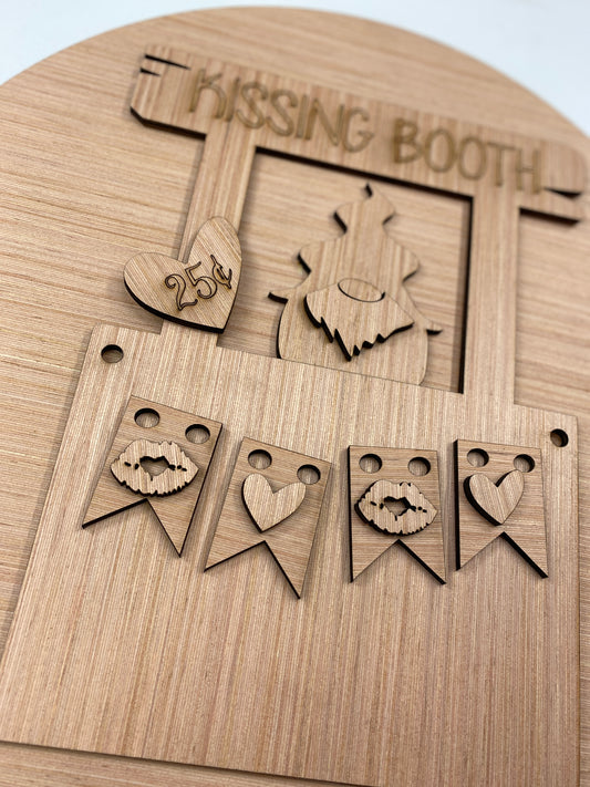 Kissing Booth Gnome 3D  Laser Cut Wood Blank Cutout Door Hanger
