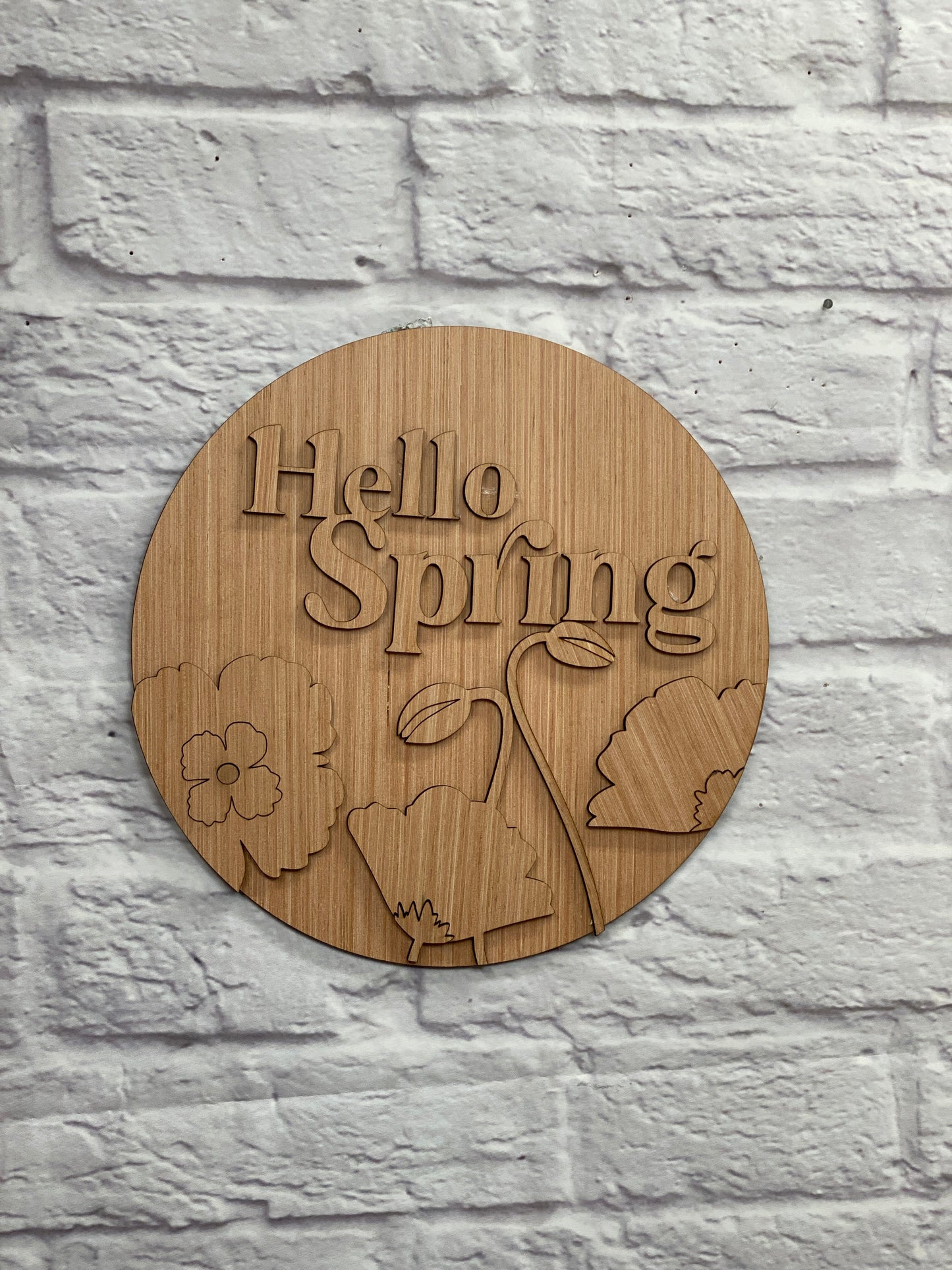 Hello Spring Poppies Door Hanger Laser Cut Blank for DIY Project