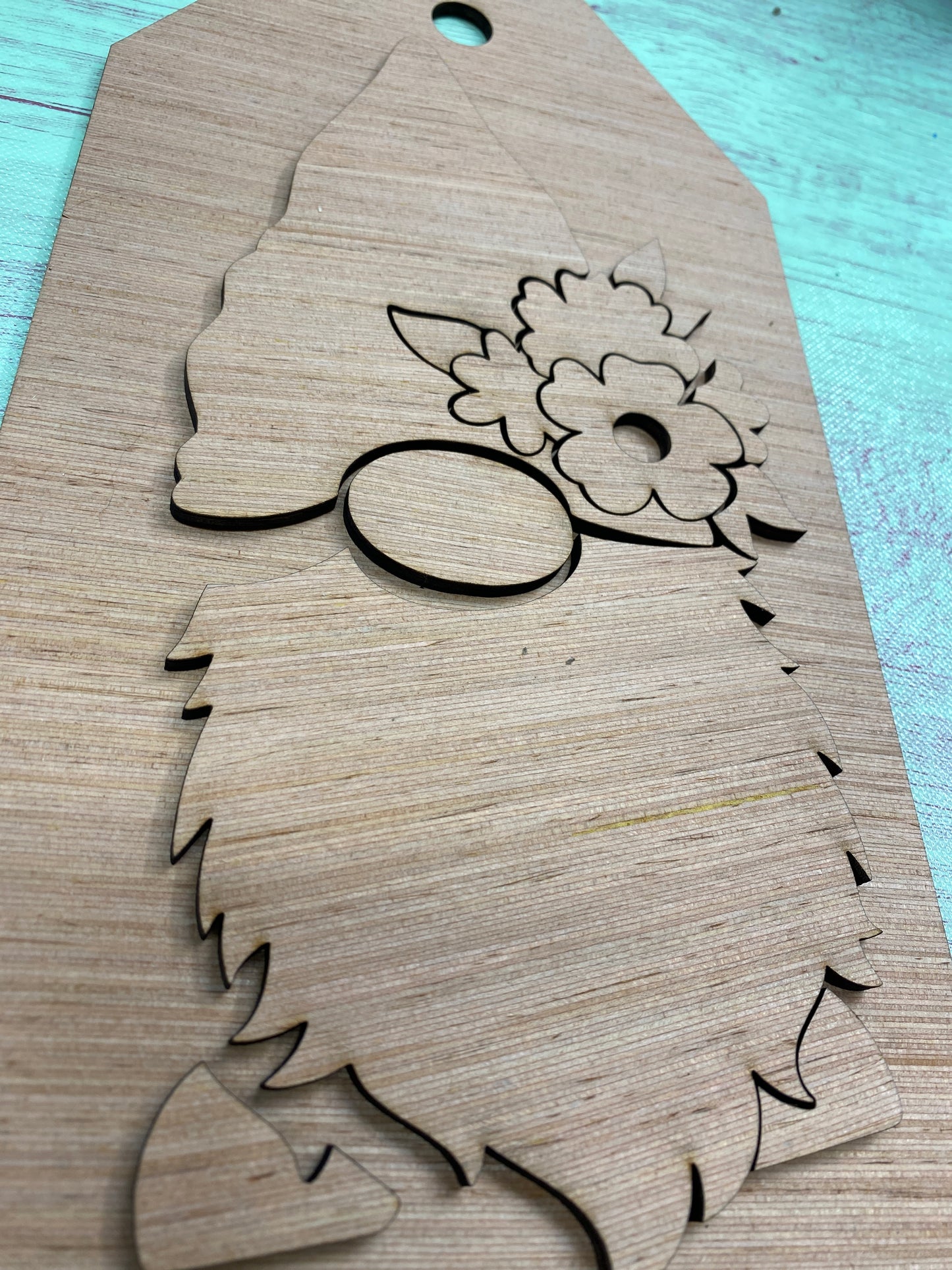 Spring Flowers Gnome Door Tag Hanger Laser Cut Blank for DIY Project