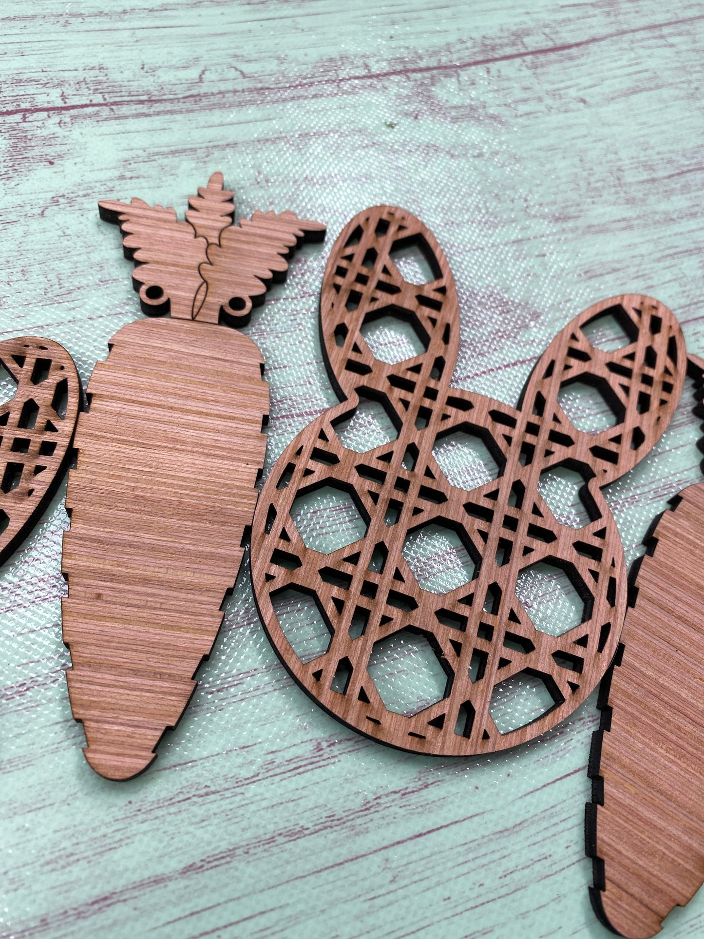 Easter Garland / Banner Rattan Cut Bunnies and Carrots Laser Cut Blank for DIY Project