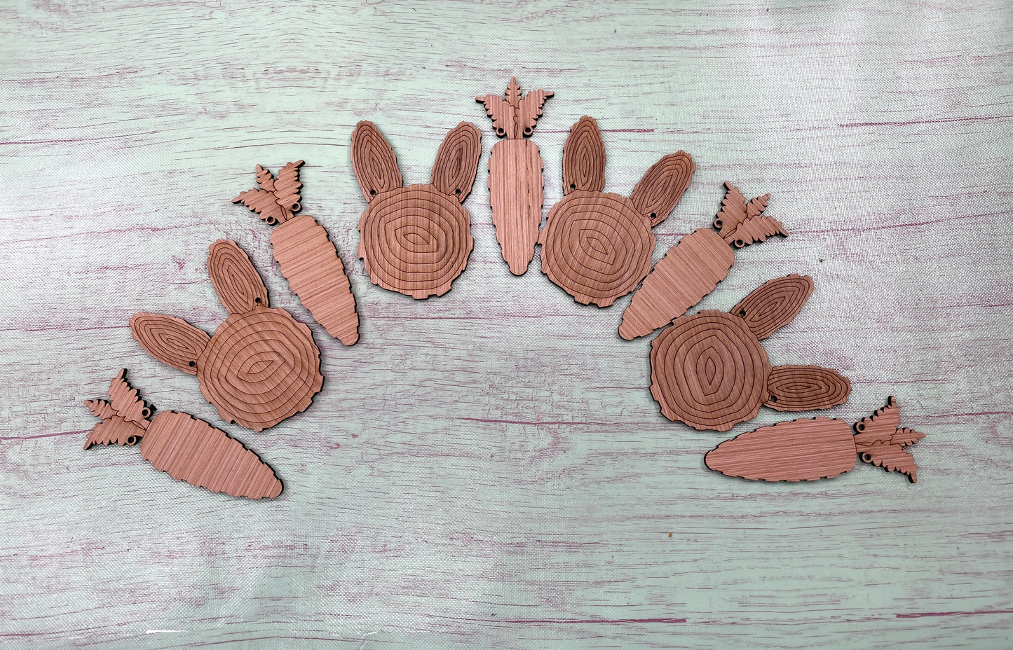 Wood Slice Easter Garland Bunnies and Carrots Laser Cut Blank for DIY Project