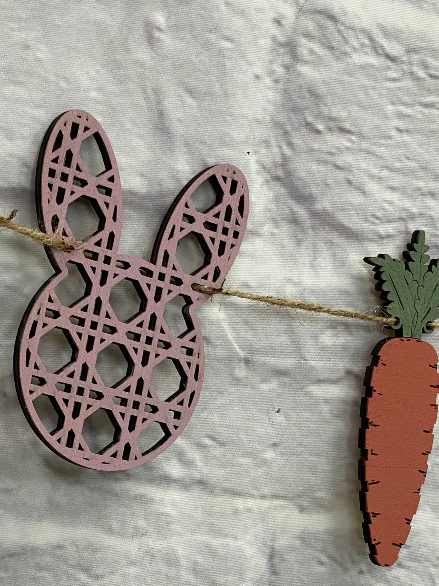 Easter Garland / Banner Rattan Cut Bunnies and Carrots Laser Cut Blank for DIY Project