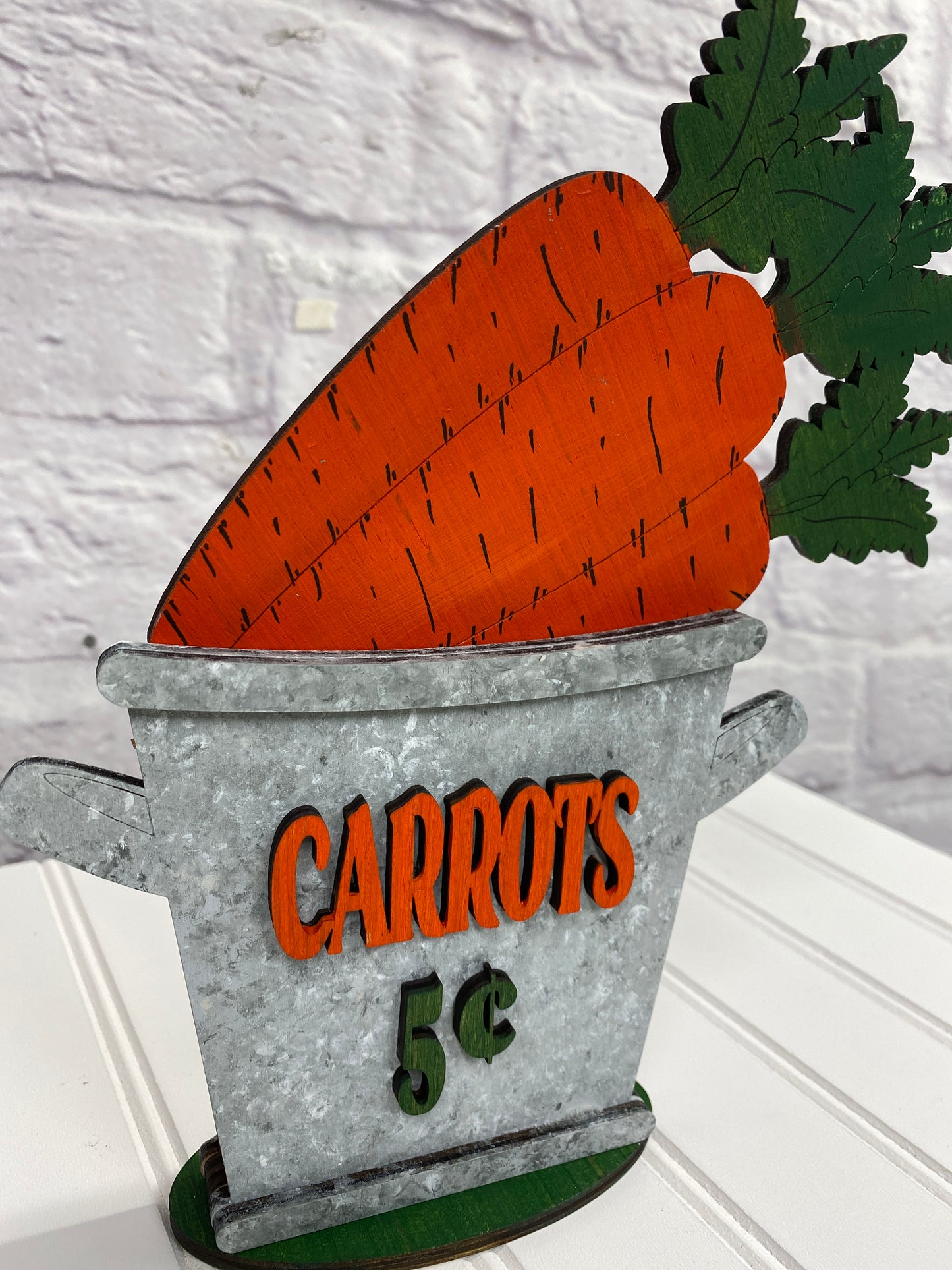 Bucket of Carrots Easter / Spring Decor Laser Cut Blank for DIY Project