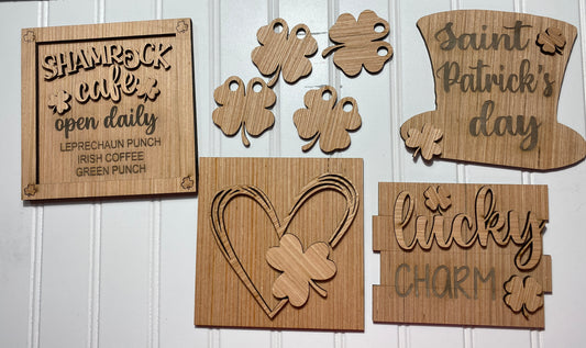 St Patricks Day Themed Tiered Tray Set Laser Cut Blank for DIY Project