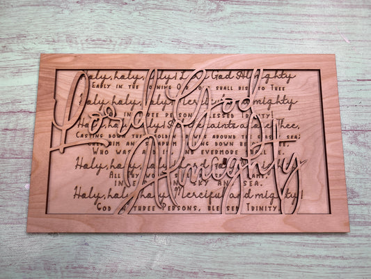 Holy Holy Holy Song Lyric Sign Laser Cut / Engraved Wooden Blank