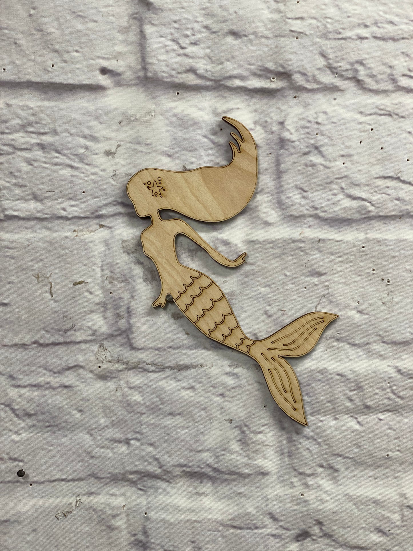 Mermaid Silhouette Wooden Laser Cut Out Blank