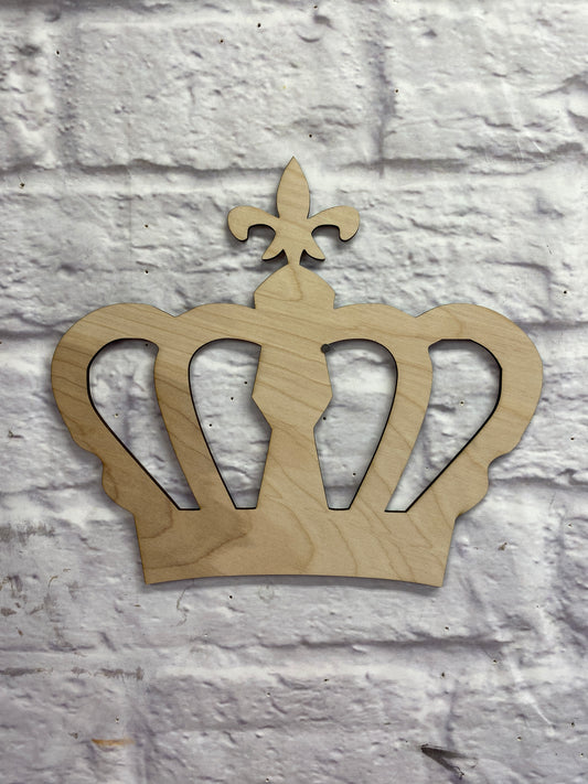Crown Cutout / Fleur De Lis Crown Laser Cut Wooden Blank