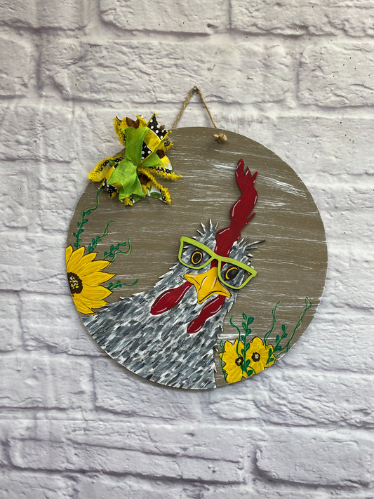 Crazy Chicken with Glasses Laser Cut Door Hanger / Blanks for DIY Project