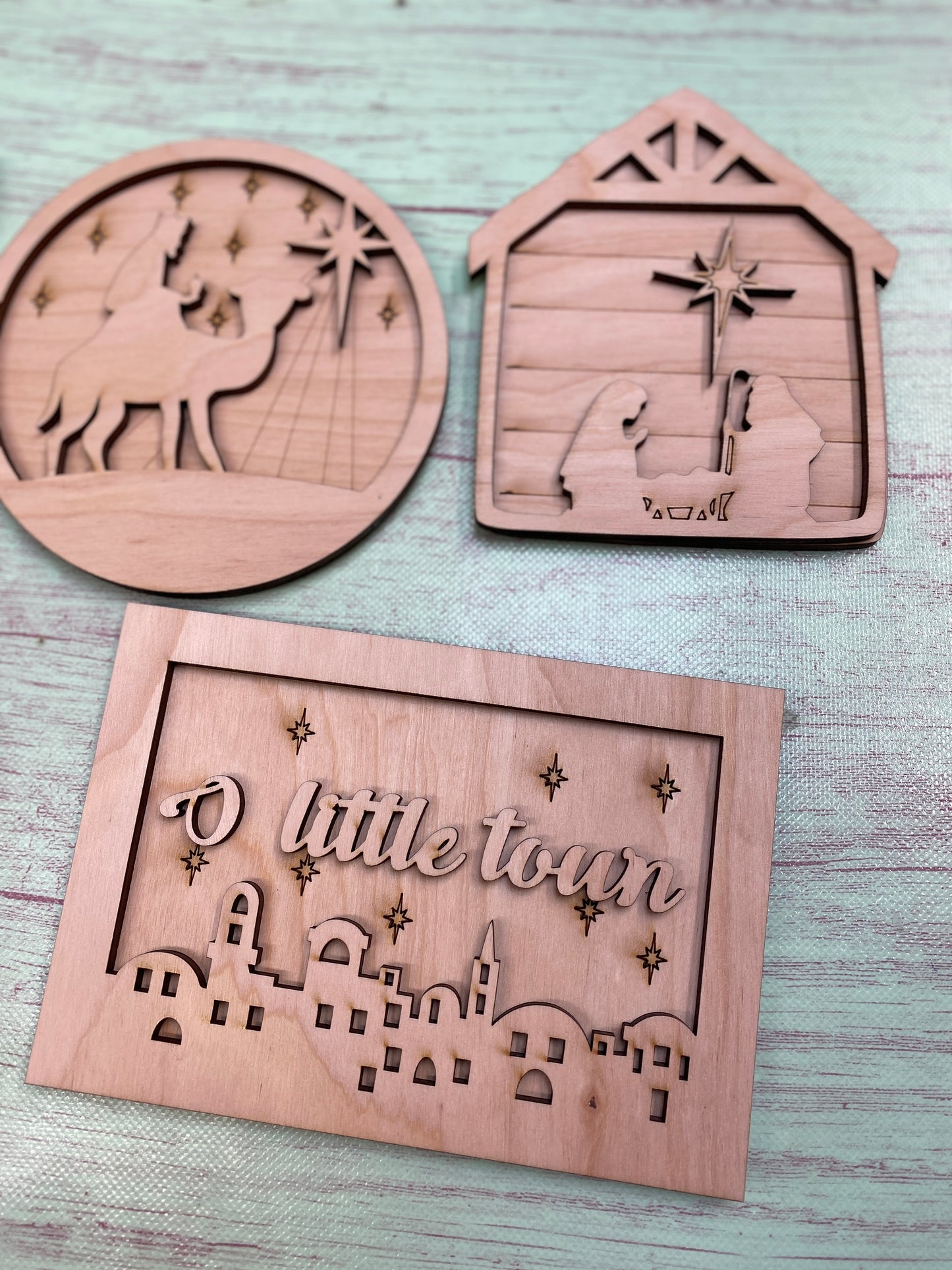 Nativity Scene Tiered Tray Set Laser Cut Blank for DIY Project