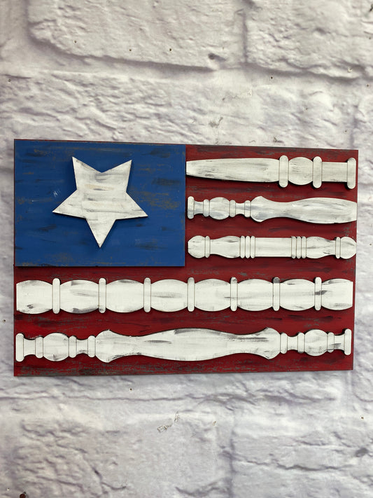 Spindle Design Flag Shelf Leaner Laser Cut / Engraved Wooden Blank