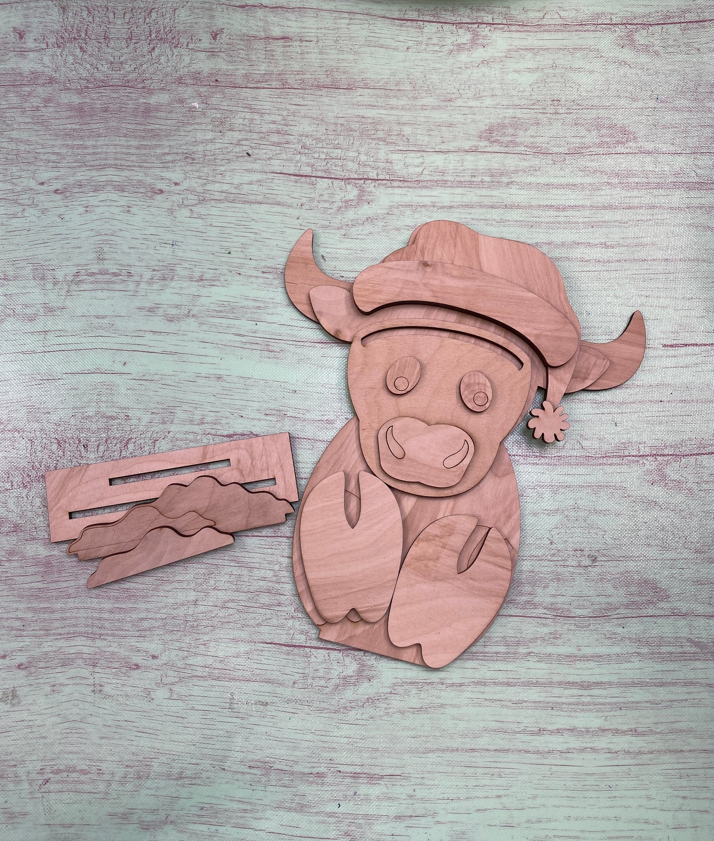 Highland Cow Santa Shelf Sitter /  Laser Cut Blank for DIY Project