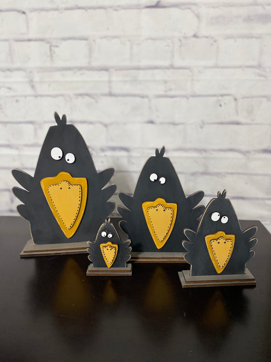 Crow Family Shelf Sitter / Halloween Fall Decor / Laser Cut Door Hanger / Blanks for DIY Project