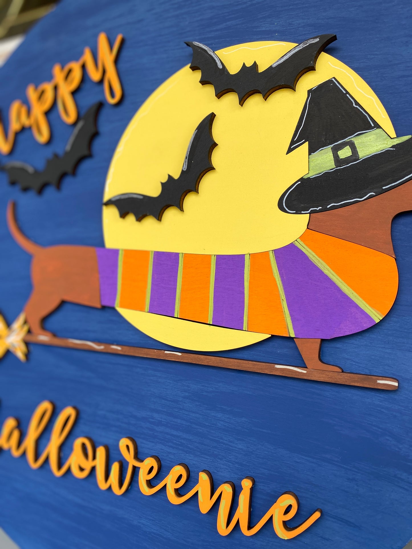 Happy Halloweenie Round Layered Sign / Laser Cut Door Hanger / Blanks for DIY Project