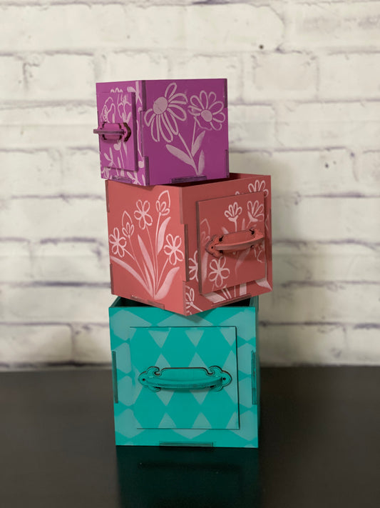 Square Planter Boxes with Faux Handle Hardware Laser Cut / Wooden Blank