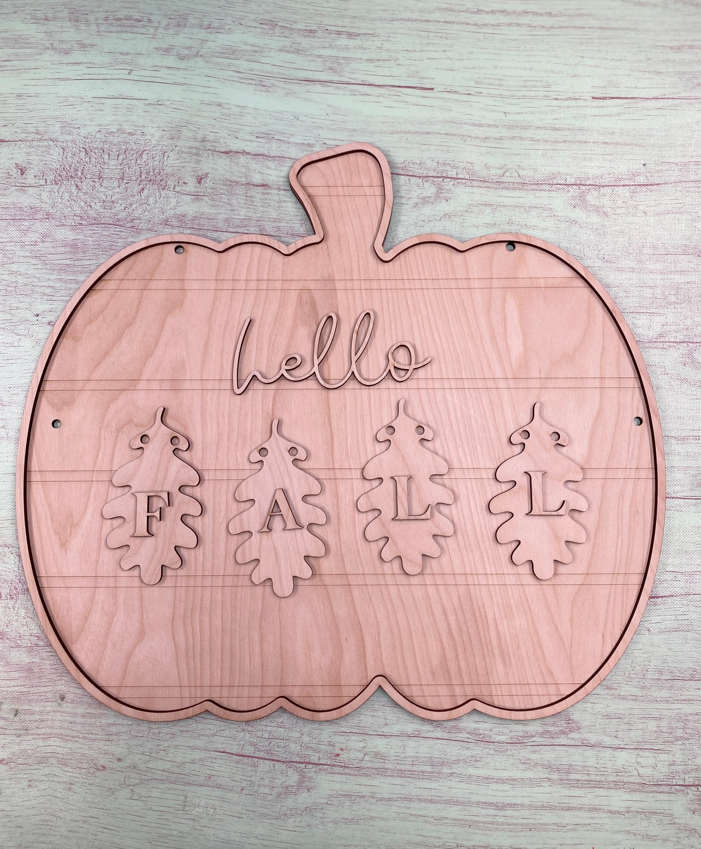 Hello Fall Shiplapped Pumpkin with Garland Layered Sign / Laser Cut Door Hanger / Blanks for DIY Project