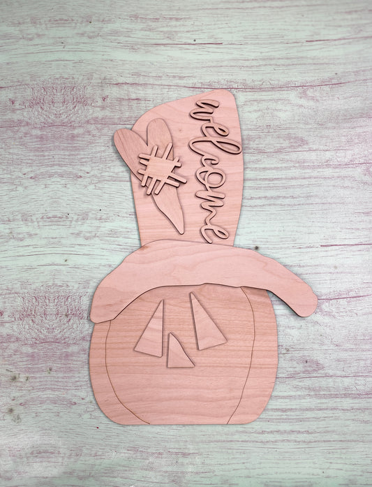 Pumpkin Man Door Hanger Laser Cut Wooden Blank
