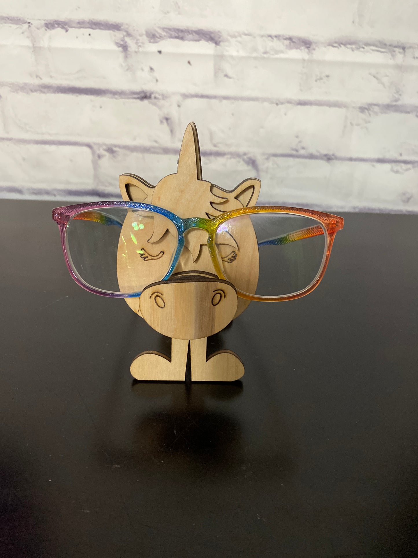 Eyeglass Holder, Unicorn, Hedgehog, Pig, Dino Eyeglass Stand   Laser Cut / Engraved Wooden Blank