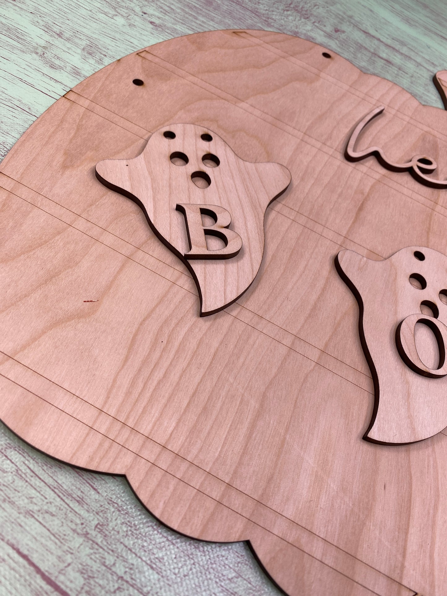 Hey Boo Shiplapped Pumpkin with Garland Layered Sign / Laser Cut Door Hanger / Blanks for DIY Project