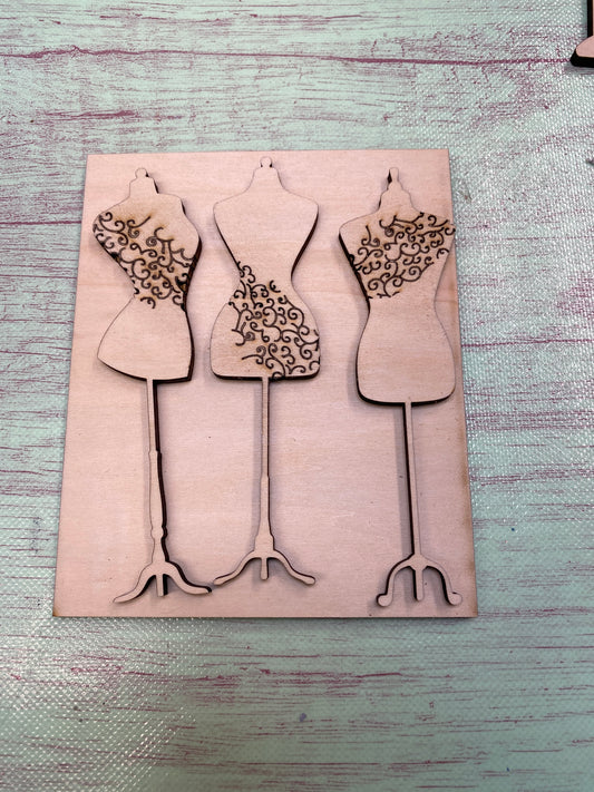 Seamstress / Sewing / Quilting Themed Tiered Tray Set Laser Cut Blank for DIY Project