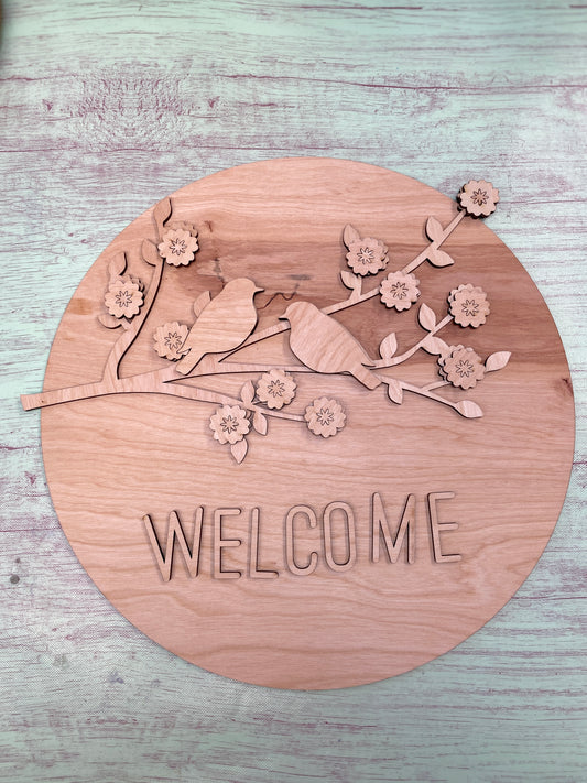 Birds on a Limb / Birds in Bloom Door Hanger / wall Decor Laser Cut Blank for DIY Project