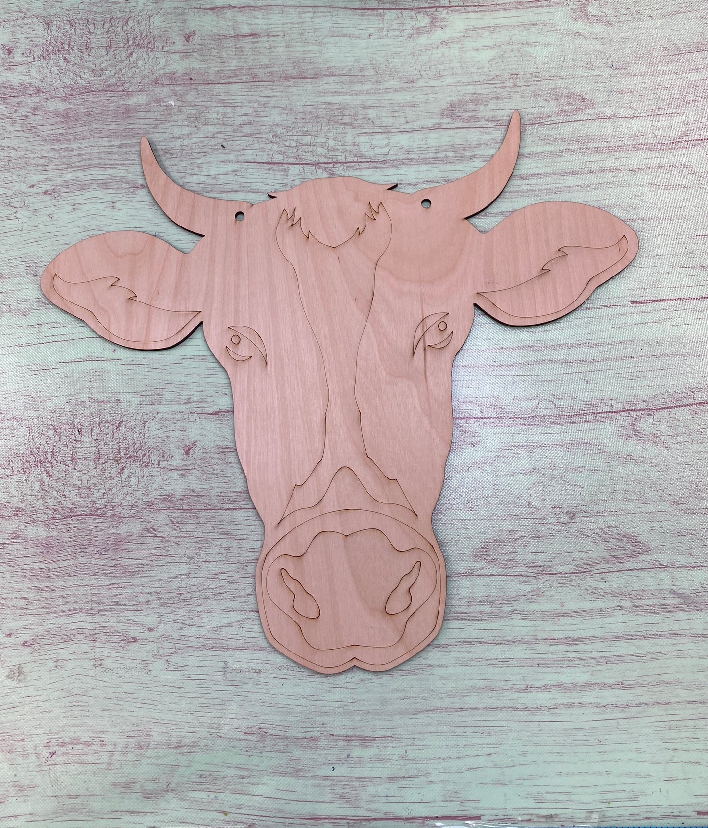 Cow and Bull Head Silhouette Wooden Laser Cut Out Blank