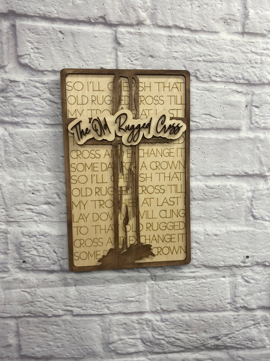 Old Rugged Cross Sign Laser Cut / Engraved Wooden Blank