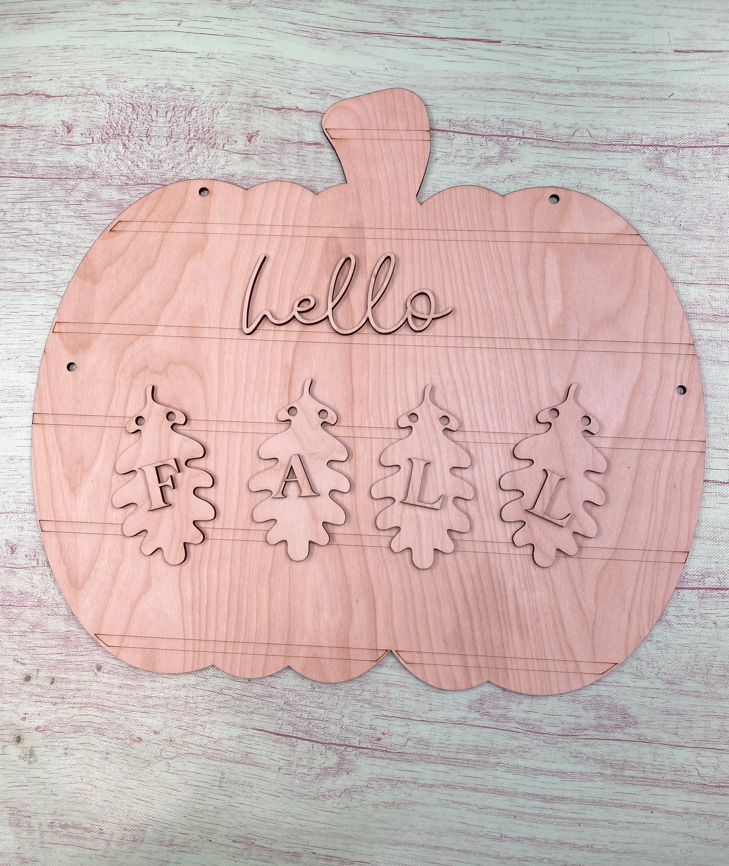 Hello Fall Shiplapped Pumpkin with Garland Layered Sign / Laser Cut Door Hanger / Blanks for DIY Project