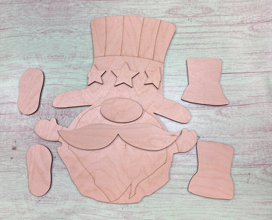 Uncle Sam Gnome Door Hanger Laser Cut Blank for DIY Project