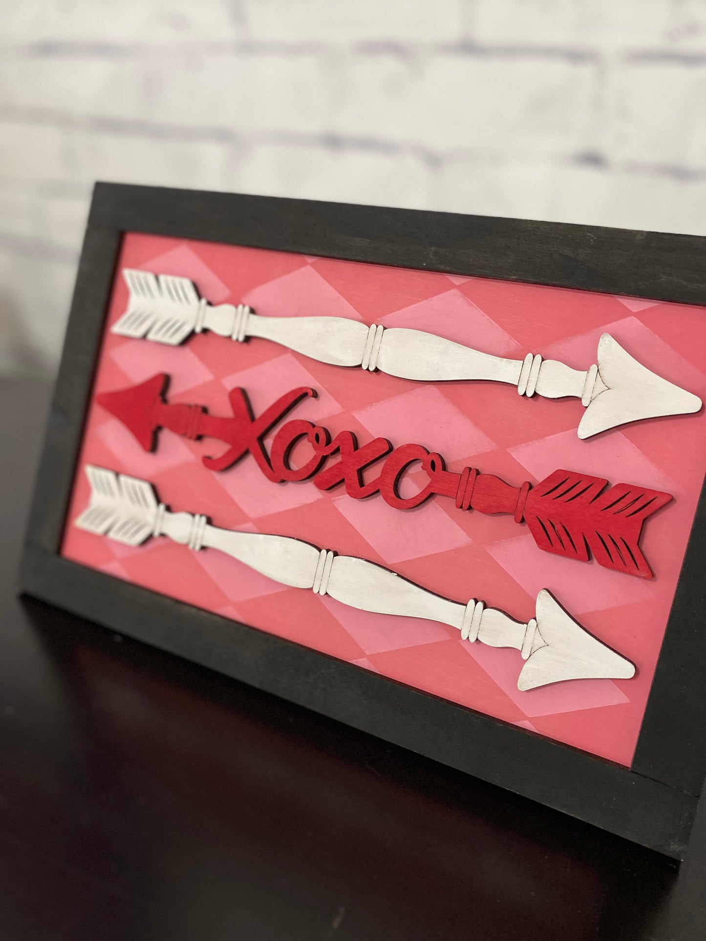 Spindle Framed Arrows Hearts Shelf Leaner Laser Cut / Engraved Wooden Blank