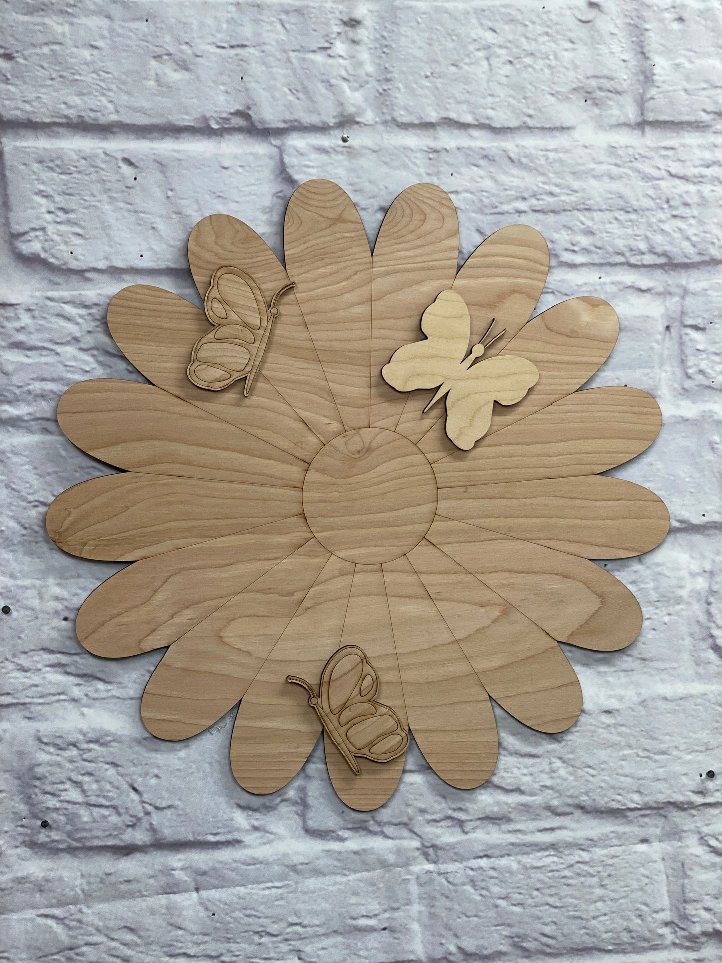 Daisy and Butterflies Door Hanger Laser Cut Blank for DIY Project