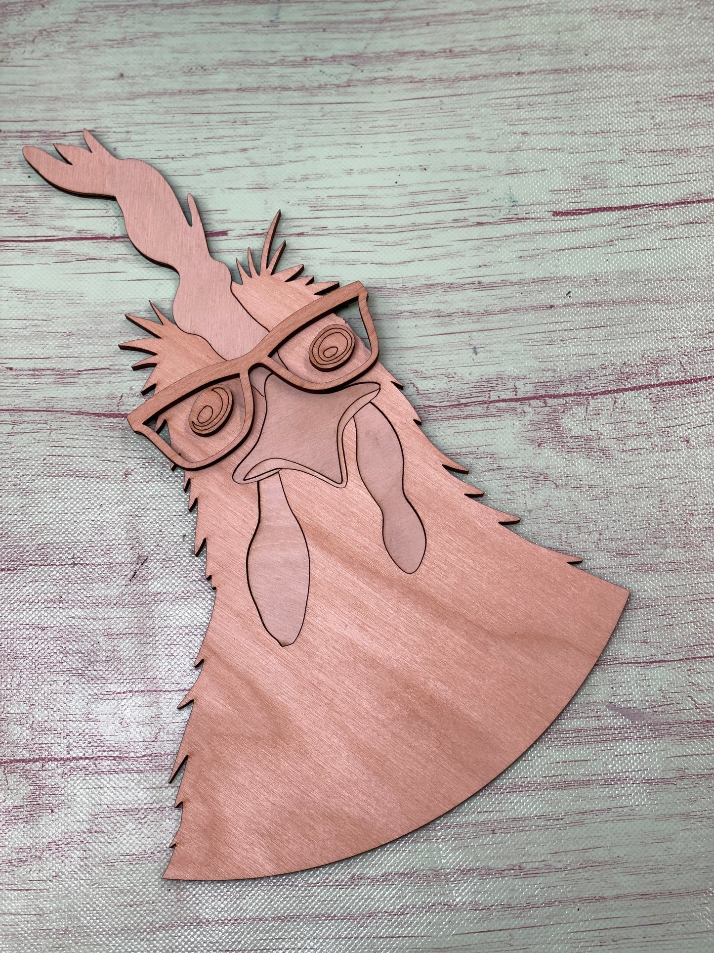 Crazy Chicken with Glasses Laser Cut Door Hanger / Blanks for DIY Project