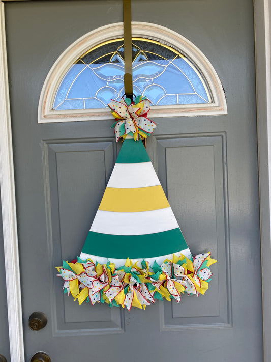 Painted 24" Party Hat Door Hanger / Wall Decor