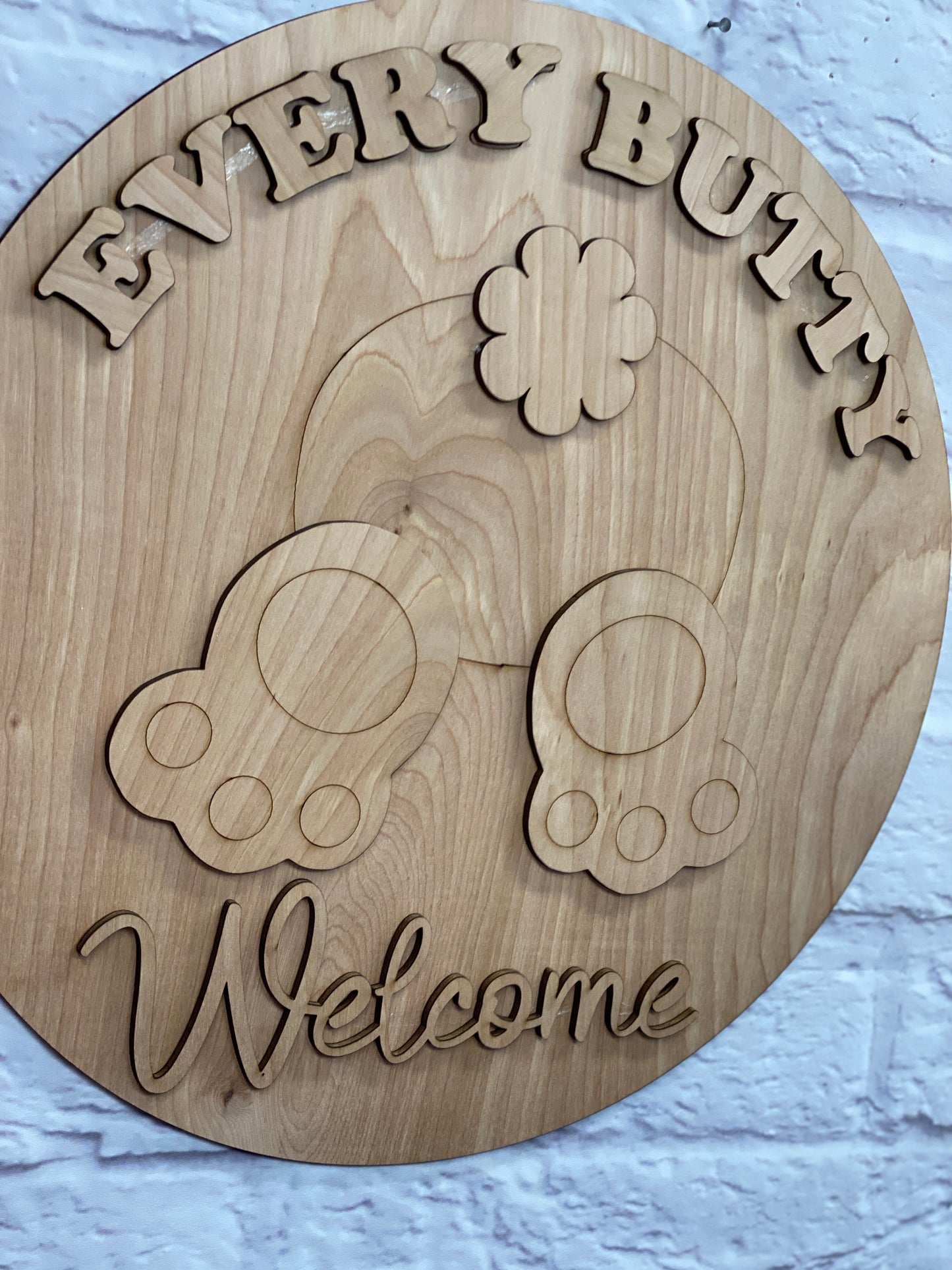 Every Butty Welcome Bunny Bottom Door Hanger Laser Cut Blank for DIY Project