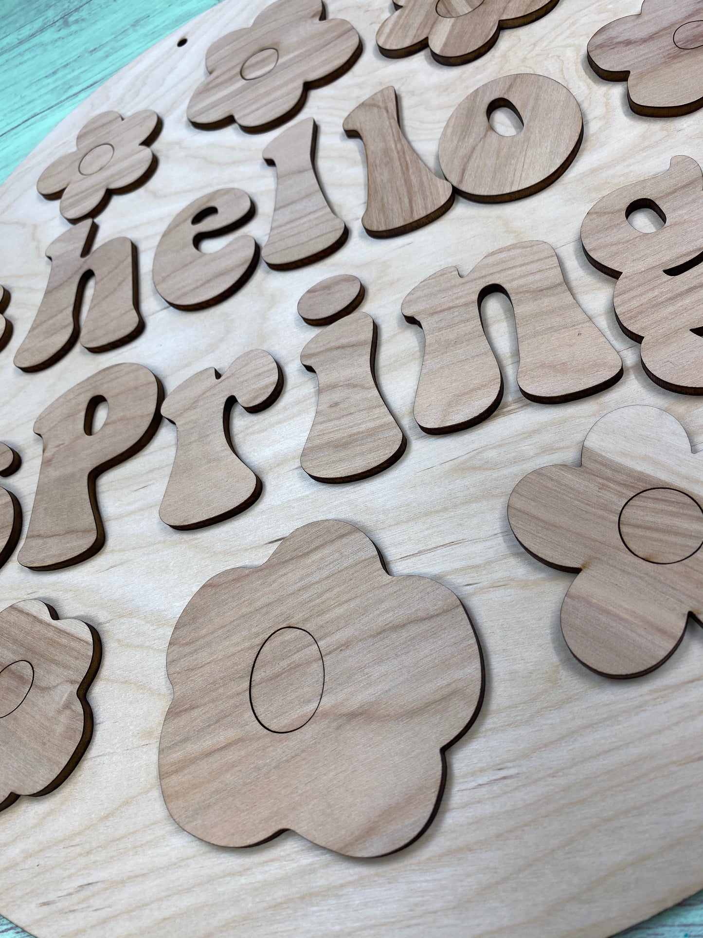 Hello Spring Retro Flowers  Layered Door Hanger Laser Cut Blank for DIY Project