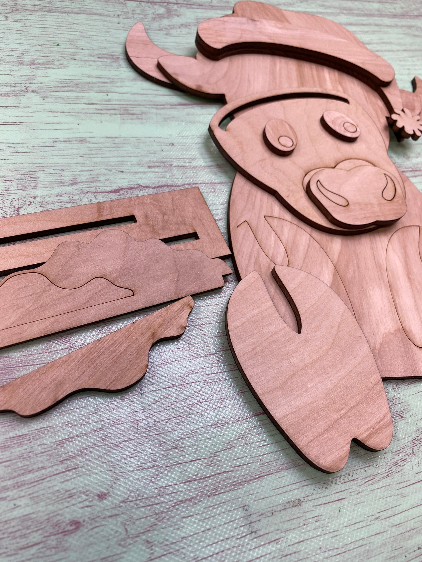 Highland Cow Santa Shelf Sitter /  Laser Cut Blank for DIY Project